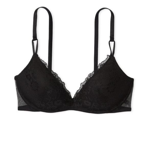 Victoria Secret-Black Lace Lightly Lined Wireless Push Up Bra-40D - Picture 1 of 5